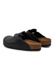 Klapki męskie Birkenstock BOSTON LEATHER UNISEX REGULAR 0060191 Czarne - Sklep online Mastersport