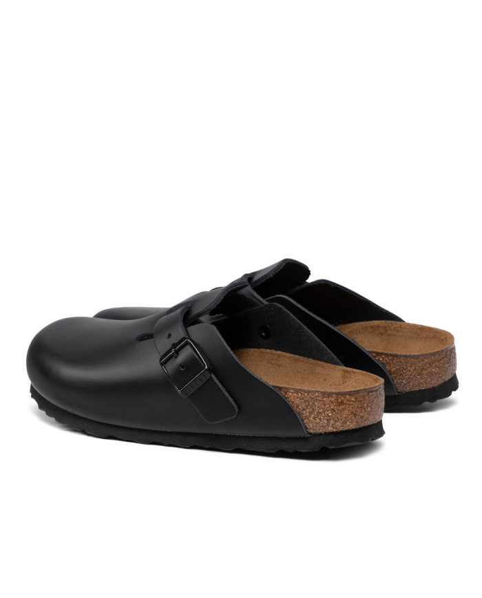 Klapki damskie Birkenstock BOSTON LEATHER UNISEX NARROW 0060193 Czarne - Sklep online Mastersport