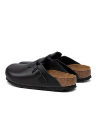 Klapki damskie Birkenstock BOSTON LEATHER UNISEX NARROW 0060193 Czarne - Sklep online Mastersport