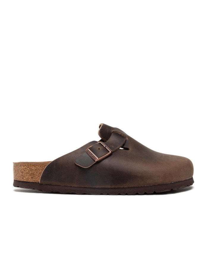 Klapki męskie Birkenstock BOSTON OILED LEATHER UNISEX REGULAR 0860131 Brązowe - Sklep online Mastersport