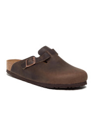 Klapki męskie Birkenstock BOSTON OILED LEATHER UNISEX REGULAR 0860131 Brązowe - Sklep online Mastersport