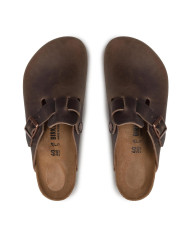 Klapki męskie Birkenstock BOSTON OILED LEATHER UNISEX REGULAR 0860131 Brązowe - Sklep online Mastersport
